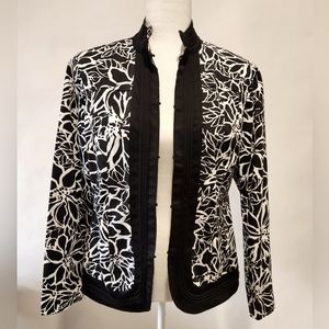 Chicos black & white floral jacket. Size 1